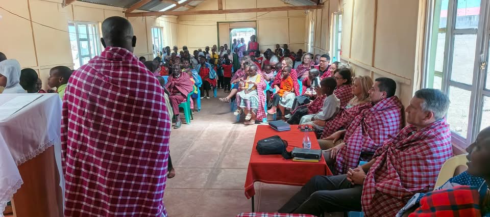 The congregation gathered inside the chapel for worship